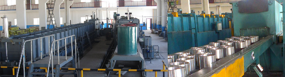 Continuous heat treatment production line for large industrial bearing rings